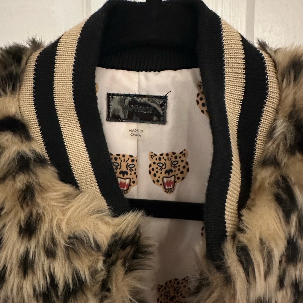 Iconic MOTHER Faux Fur Leopard Print Bomber Jacket - Picture 3 of 7